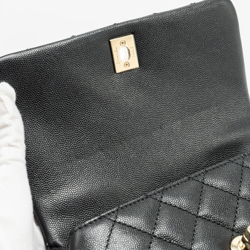 Chanel Small Coco Handle with Lizard Embossed Handle Caviar Black LGHW
