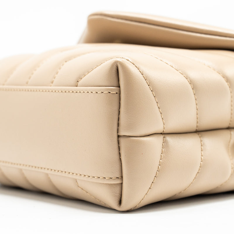 SAINT LAURENT / YSL Toy LouLou Quilted Shoulder Bag Calfskin Beige GHW