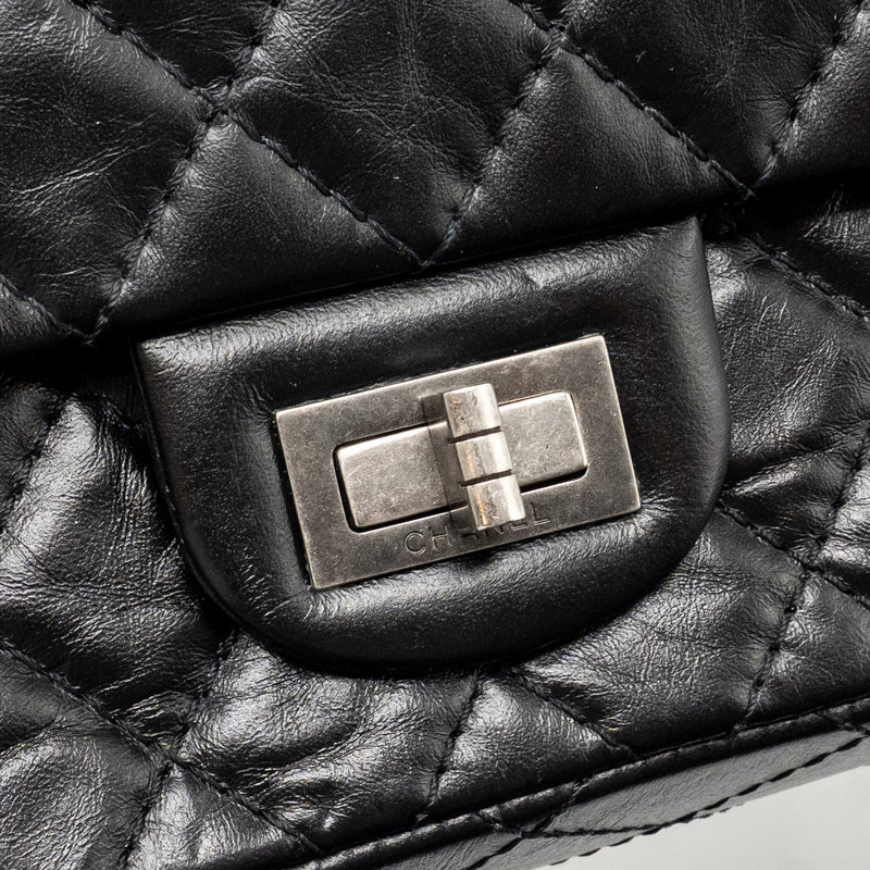 Chanel Small 2.55 Reissue Flap Bag Aged Calfskin Black SHW (Microchip)