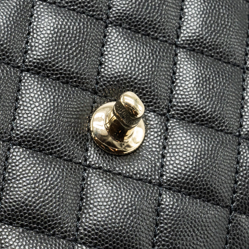 Chanel Small Coco Handle with Lizard Embossed Handle Caviar Black LGHW