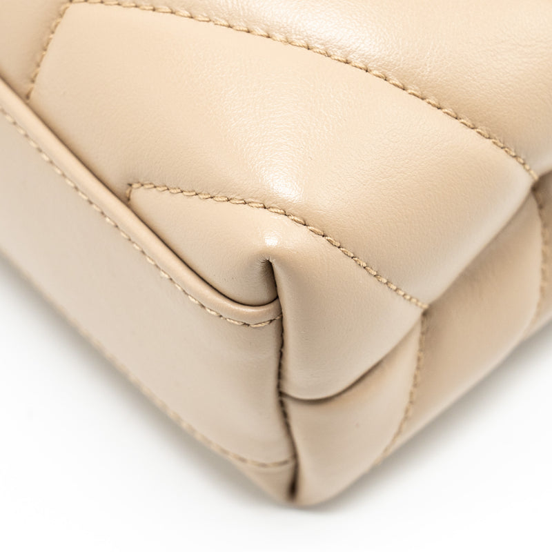 SAINT LAURENT / YSL Toy LouLou Quilted Shoulder Bag Calfskin Beige GHW