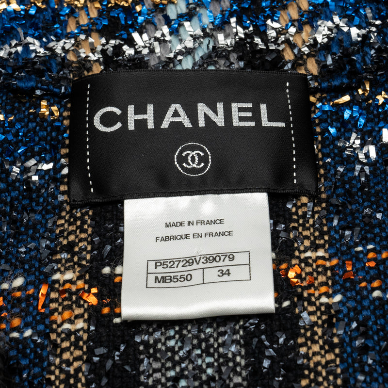 Chanel size 34 oversized Lurex tweed coat multicolour