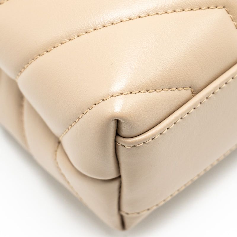SAINT LAURENT / YSL Toy LouLou Quilted Shoulder Bag Calfskin Beige GHW