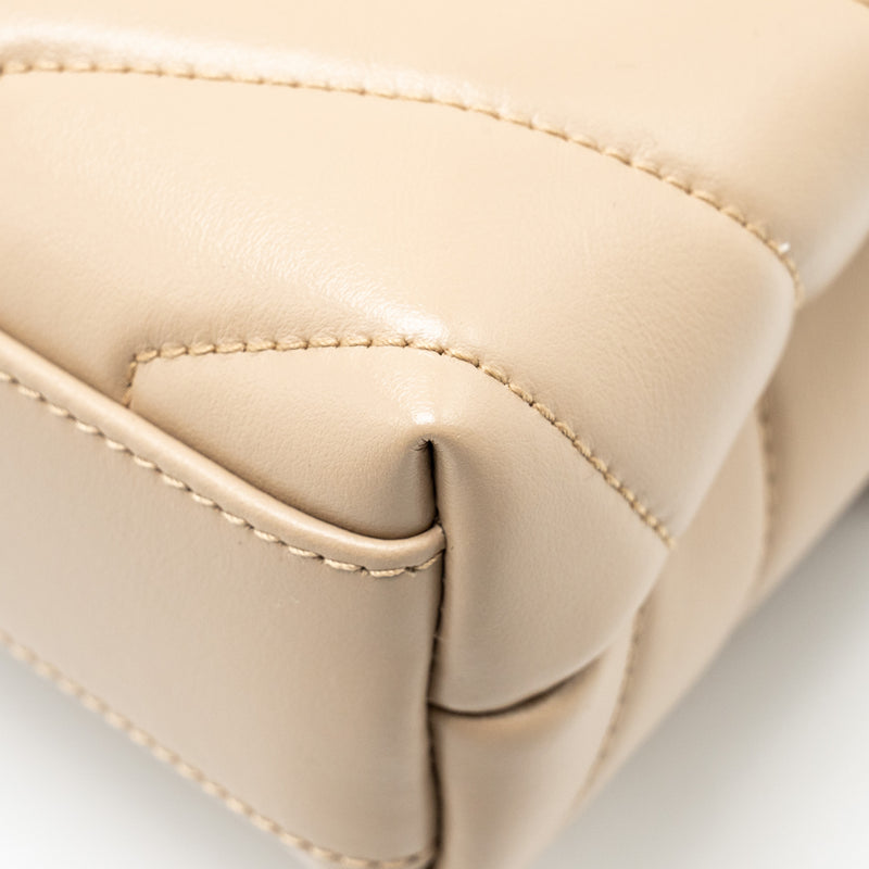 SAINT LAURENT / YSL Toy LouLou Quilted Shoulder Bag Calfskin Beige GHW