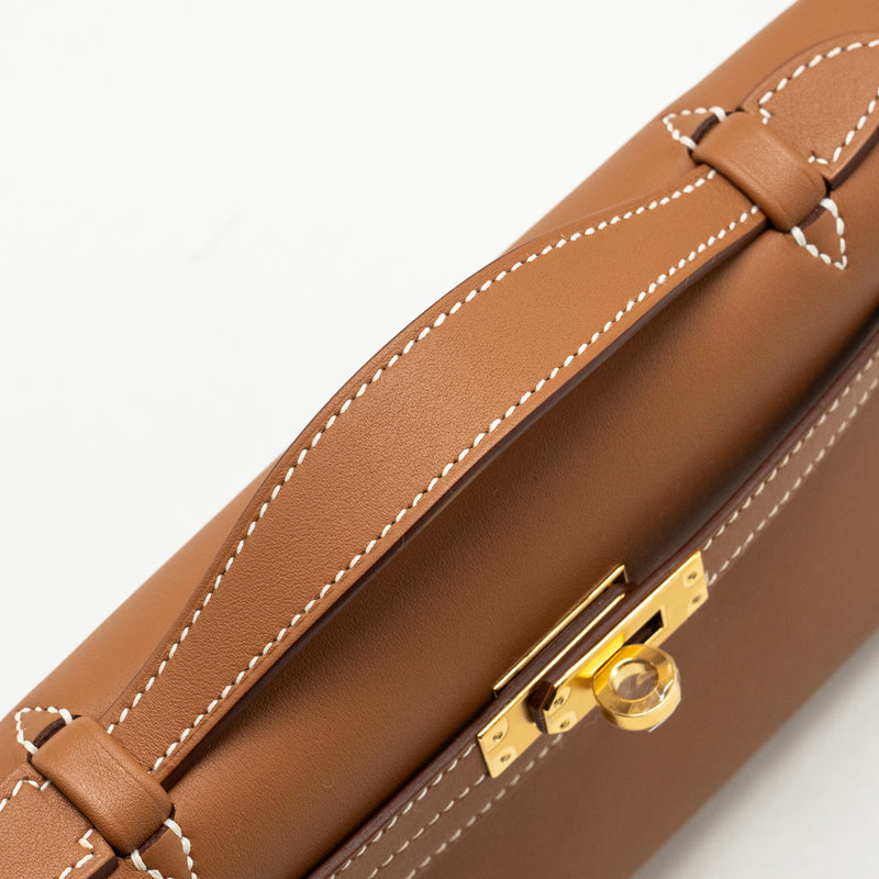 Hermes kelly Pochette swift Gold GHW stamp W