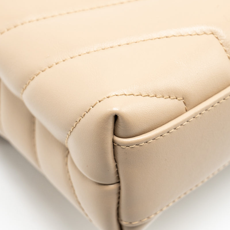 SAINT LAURENT / YSL Toy LouLou Quilted Shoulder Bag Calfskin Beige GHW