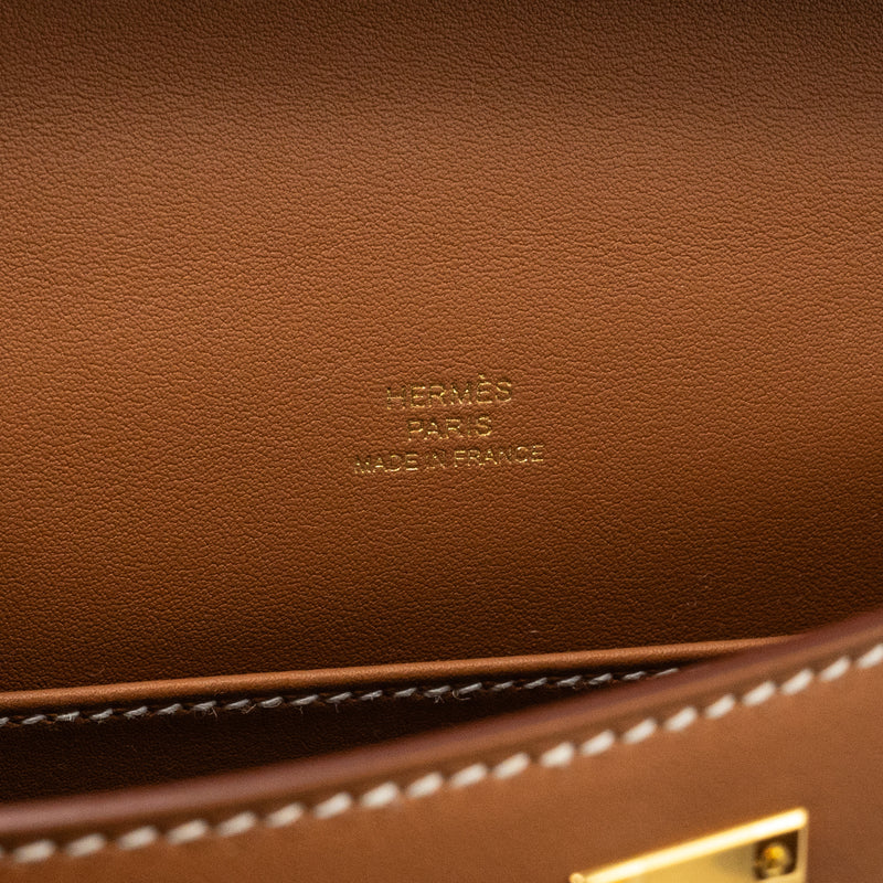 Hermes kelly Pochette swift Gold GHW stamp W
