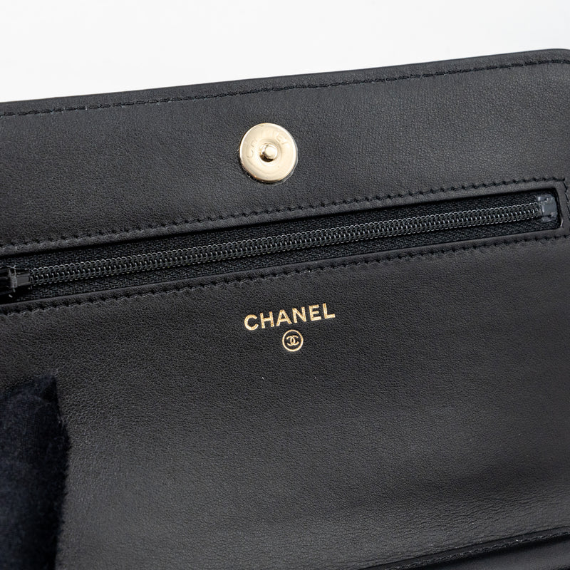 Chanel Boy Wallet On Chain Caviar Black LGHW (microchip)