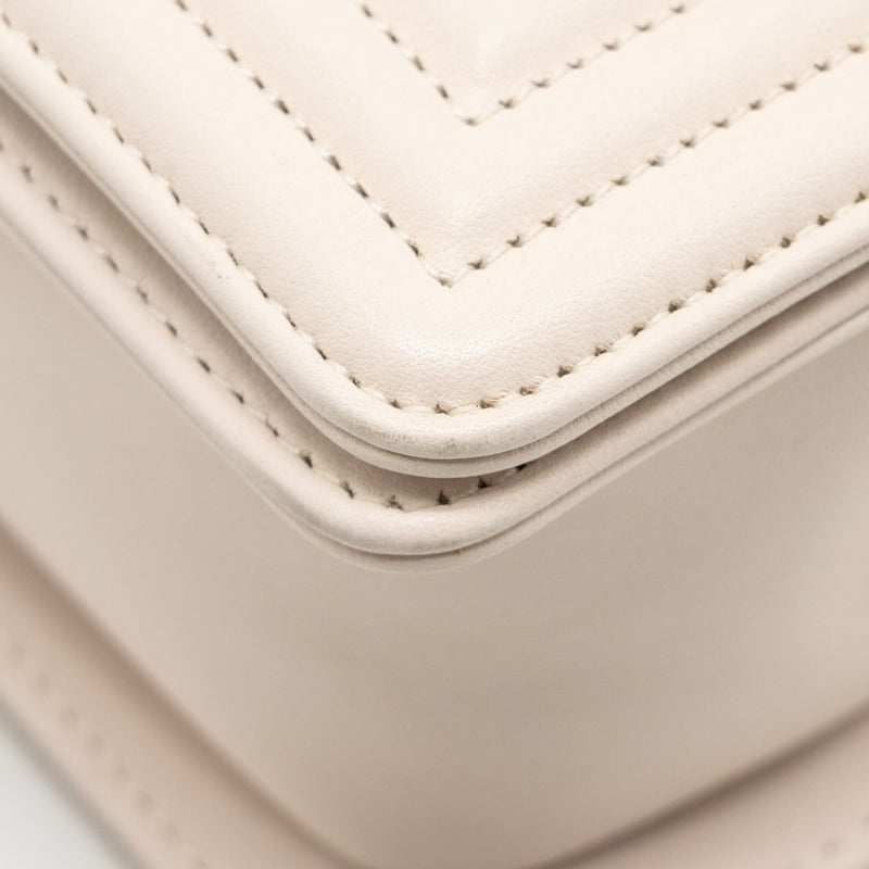 Chanel small boy bag lambskin cream white GHW