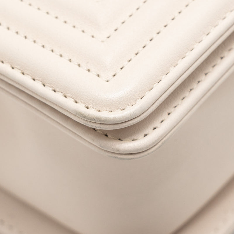 Chanel small boy bag lambskin cream white GHW