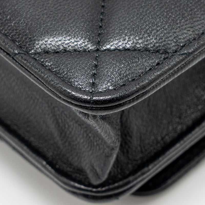 Chanel Detailed Strap Wallet on Chain Lambskin Black with Multicolour Hardware (Microchip)