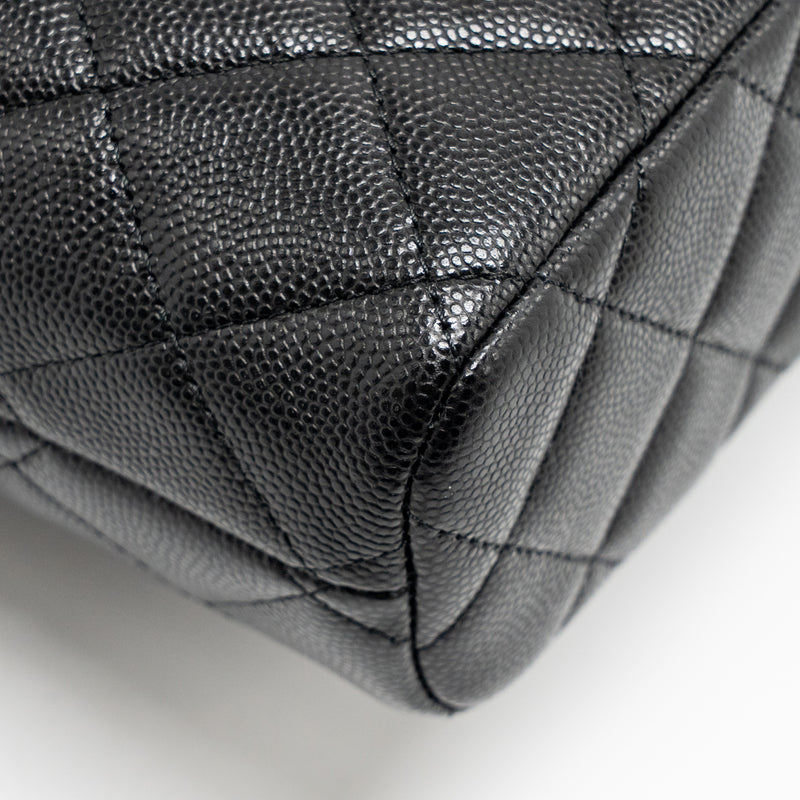Chanel 25c detail cc logo quilted hobo bag caviar black LGHW (microchip)