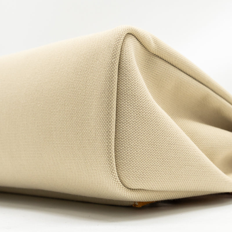 Hermes Herbag 31 zip bag canvas / hunter beton / natural sable GHW stamp U