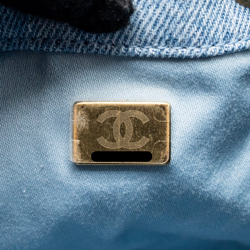 Chanel 25 Medium Handbag Washed Denim Blue GHW (Microchip)