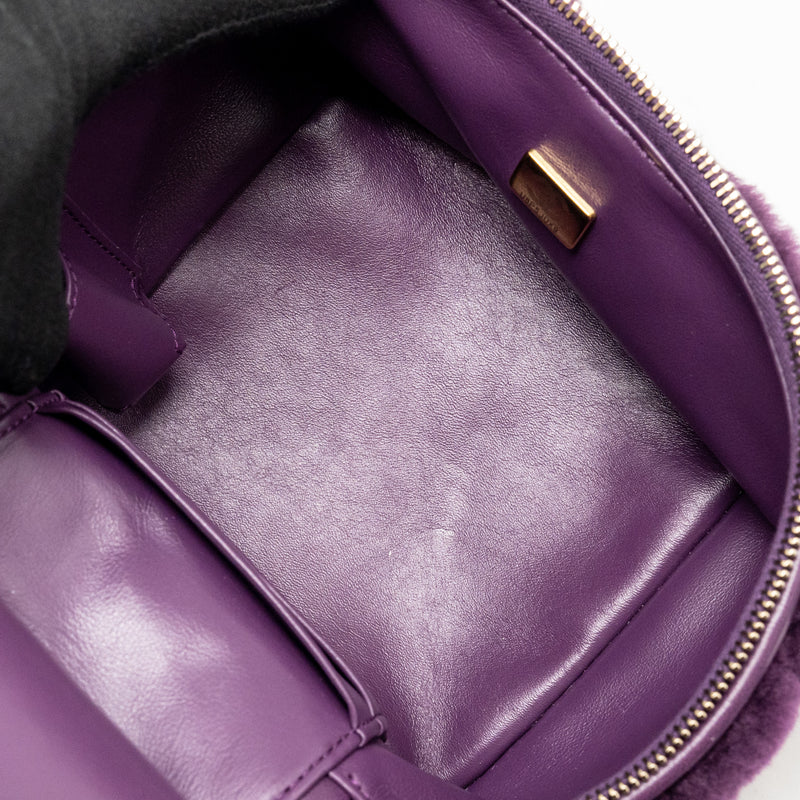 Chanel Top Handle Small Vanity Case Shearling Purple GHW (Microchip)