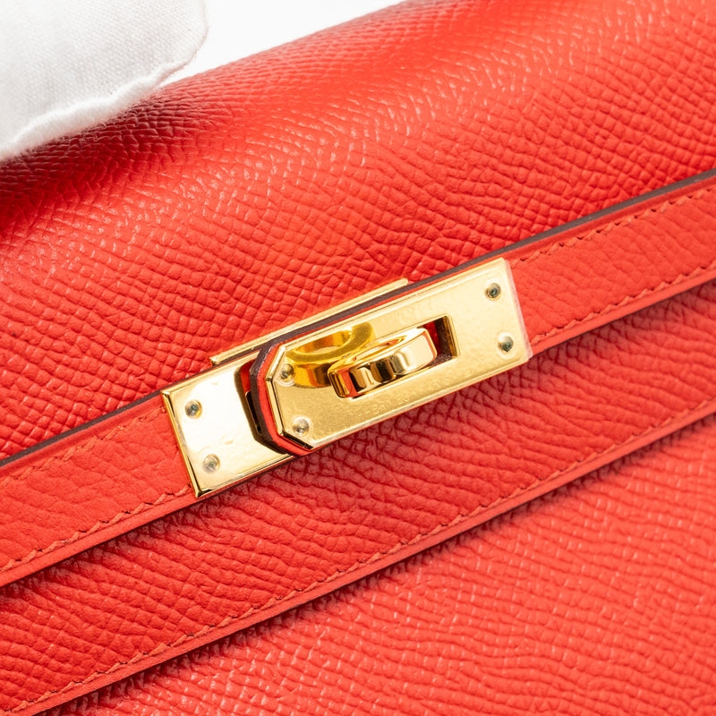 Hermes Kelly Pochette Epsom Q5 Rouge Casaque GHW Stamp A