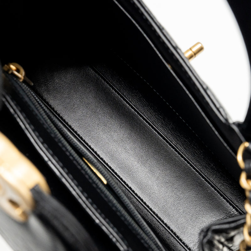 Chanel Mini Kelly Shopping Tote Bag Calfskin Black GHW (Microchip)