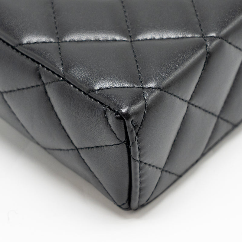 Chanel 25b CC top handle vanity with chain Lambskin black LGHW (microchip)