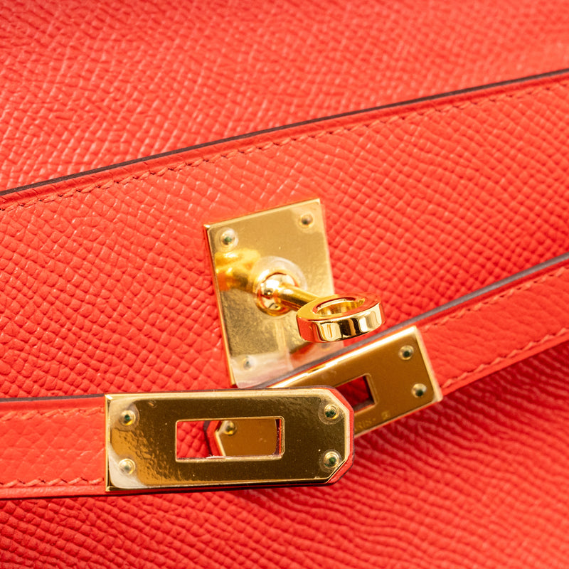 Hermes Kelly Pochette Epsom Q5 Rouge Casaque GHW Stamp A