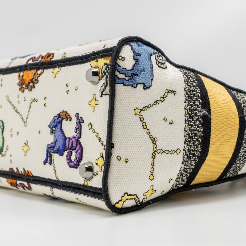 Dior Medium Lady D-lite Bag Pixel Zodiac Embroidery Canvas Multicolour Black hardware
