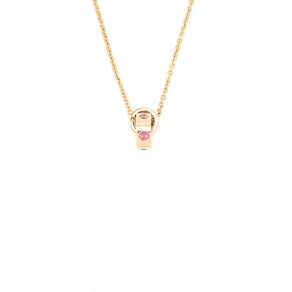 Bvlgari Necklace Inner Locking Ring Pendant Rose Gold Pink Diamonds