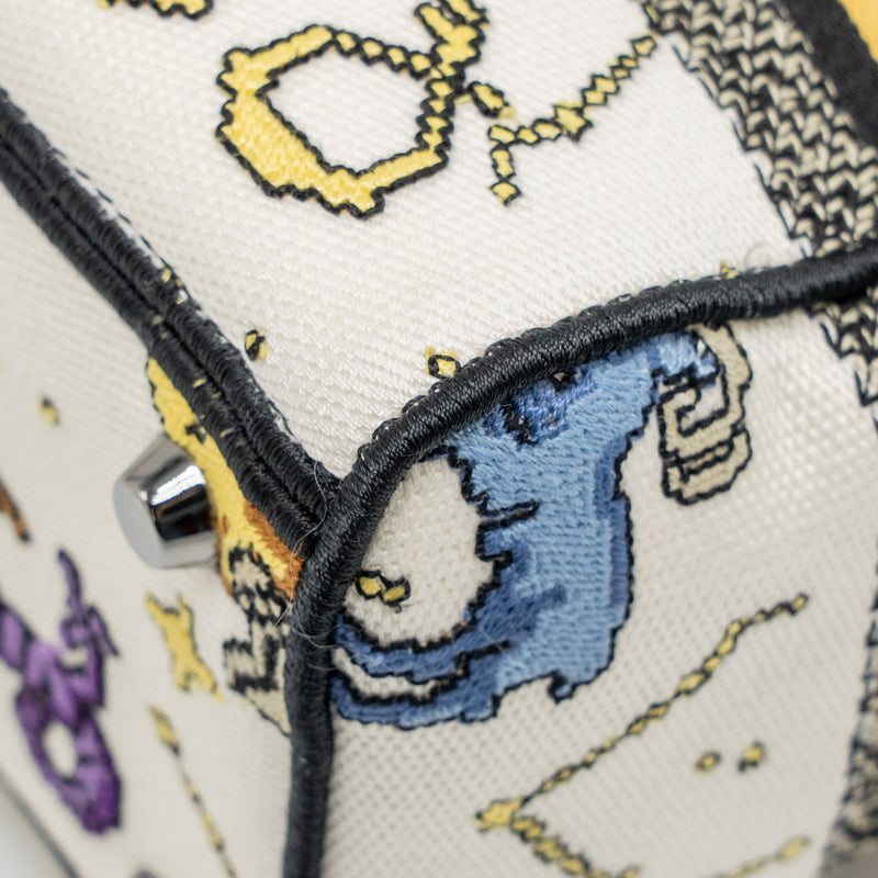 Dior Medium Lady D-lite Bag Pixel Zodiac Embroidery Canvas Multicolour Black hardware