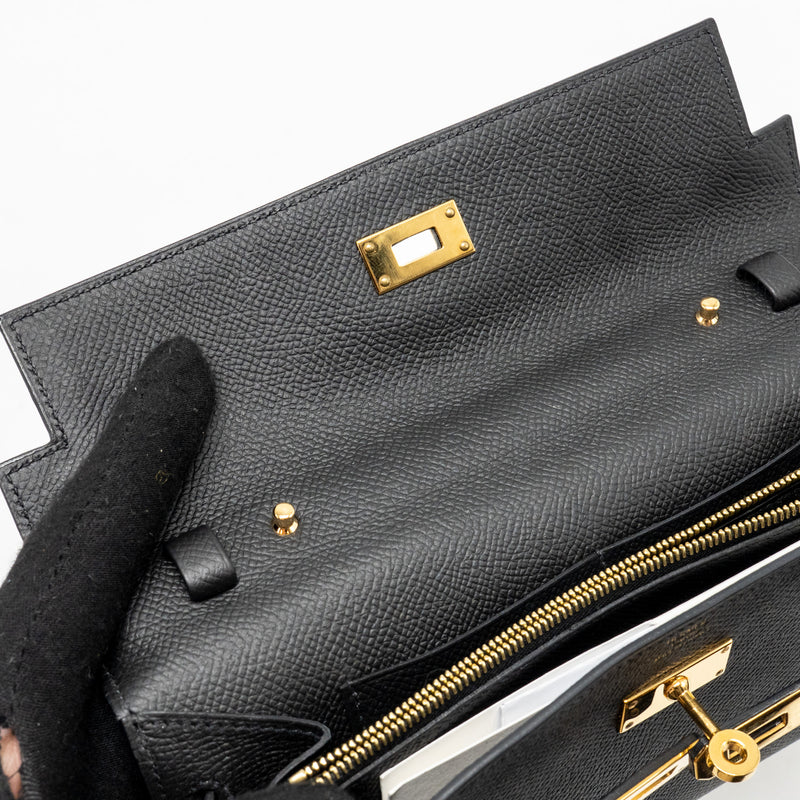Hermes Classic Kelly To Go Epsom Black GHW stamp Z