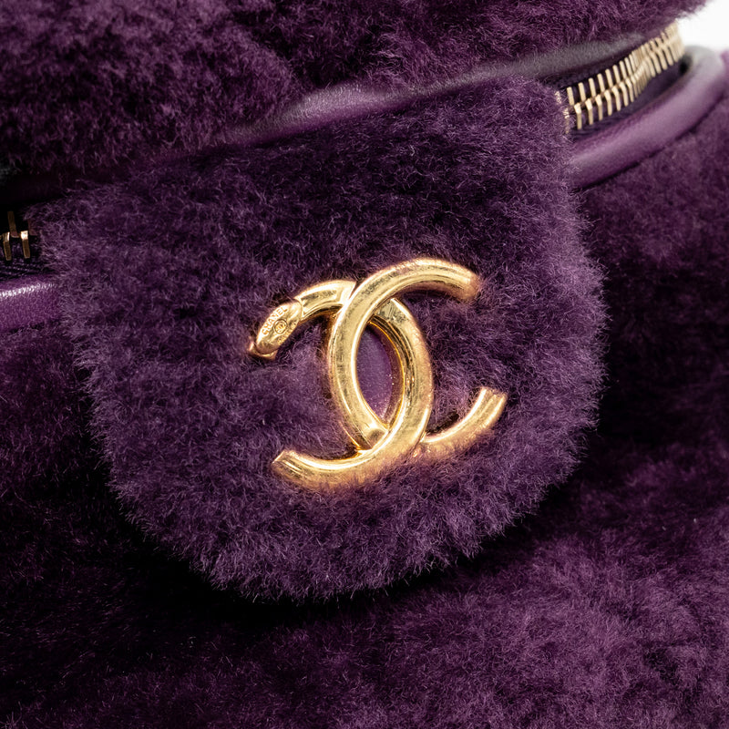 Chanel Top Handle Small Vanity Case Shearling Purple GHW (Microchip)
