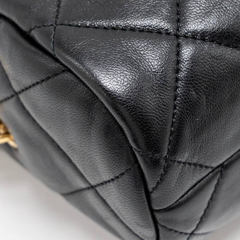 Chanel 22a Detail Chain Bowling Bag Lambskin Black GHW (microchip)