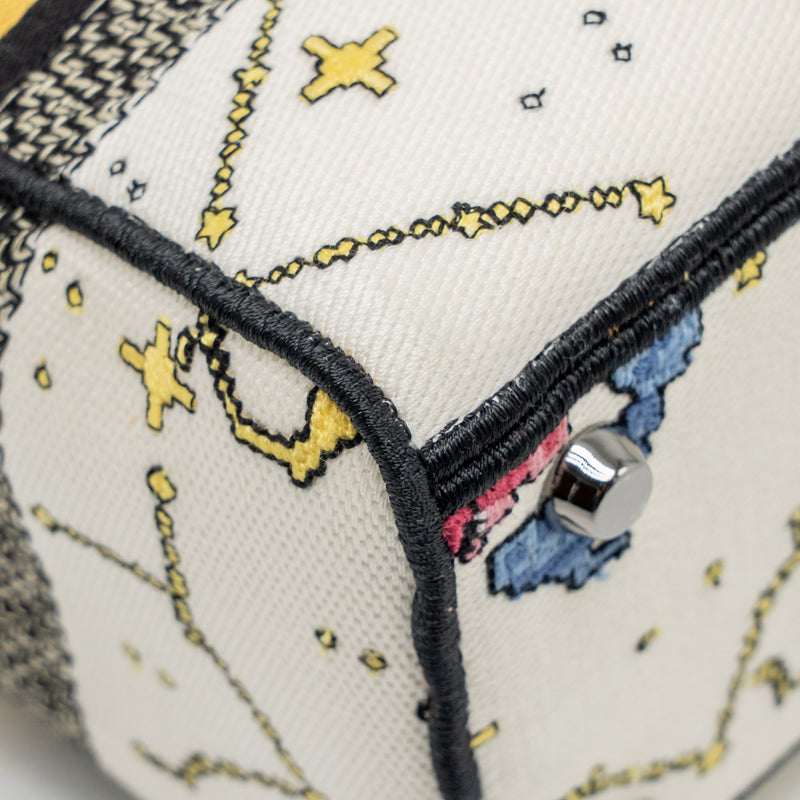 Dior Medium Lady D-lite Bag Pixel Zodiac Embroidery Canvas Multicolour Black hardware