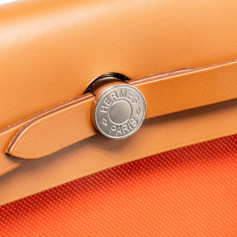 Hermes Herbag 31 Zip Bag Toile H Berline Canvas / Hunter Capucine-Ecru-Beige / Fauve SHW Stamp U