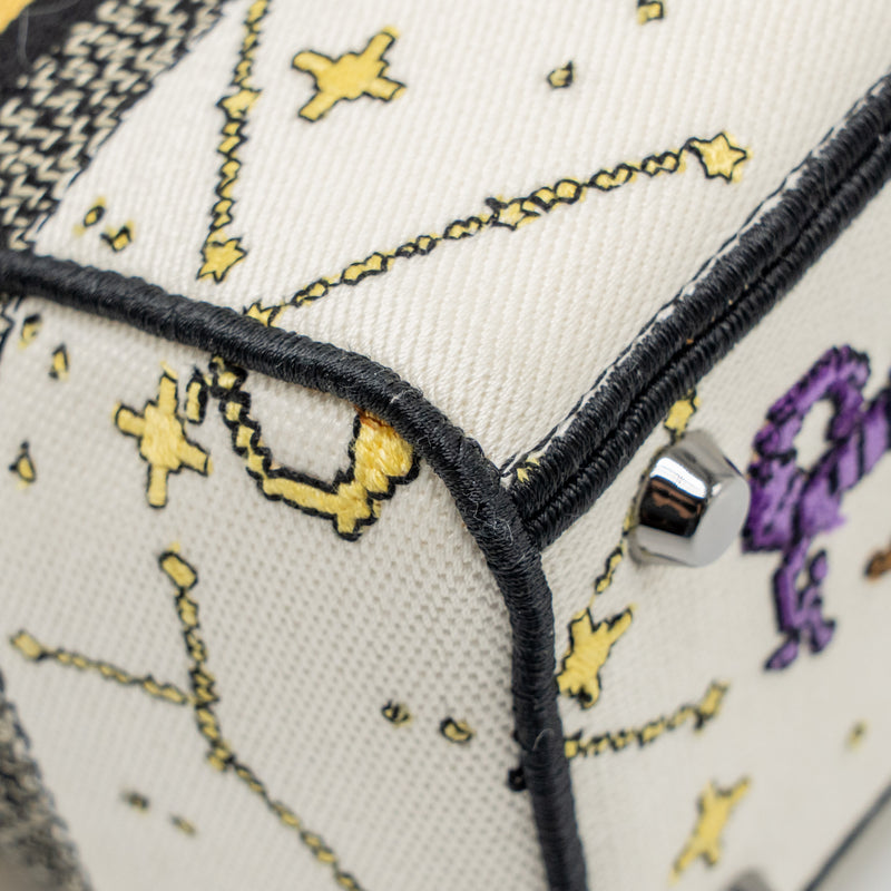 Dior Medium Lady D-lite Bag Pixel Zodiac Embroidery Canvas Multicolour Black hardware