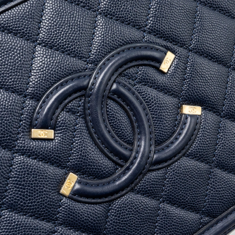 Chanel Filigree Camera Bag Caviar Dark Blue GHW
