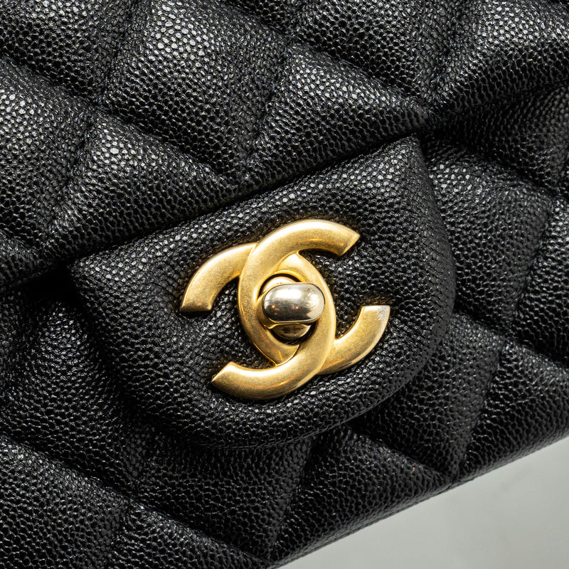 Chanel Top Handle Mini Rectangular Flap Bag Grained Calfskin Black GHW