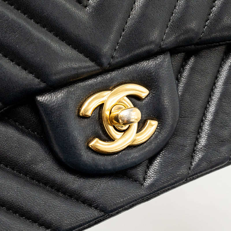 Chanel Mini Rectangular Flap Bag Chevron Lambskin Black GHW