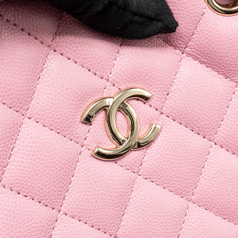 Chanel Mini Bucket hobo bag caviar pink LGHW (microchip)