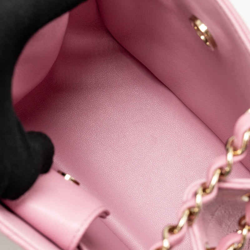 Chanel Mini Bucket hobo bag caviar pink LGHW (microchip)