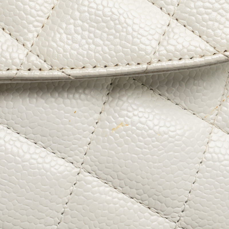 Chanel Jumbo Classic Single Flap Bag Caviar White SHW