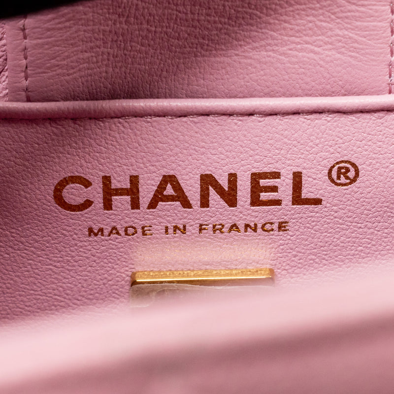 Chanel Mini Bucket hobo bag caviar pink LGHW (microchip)