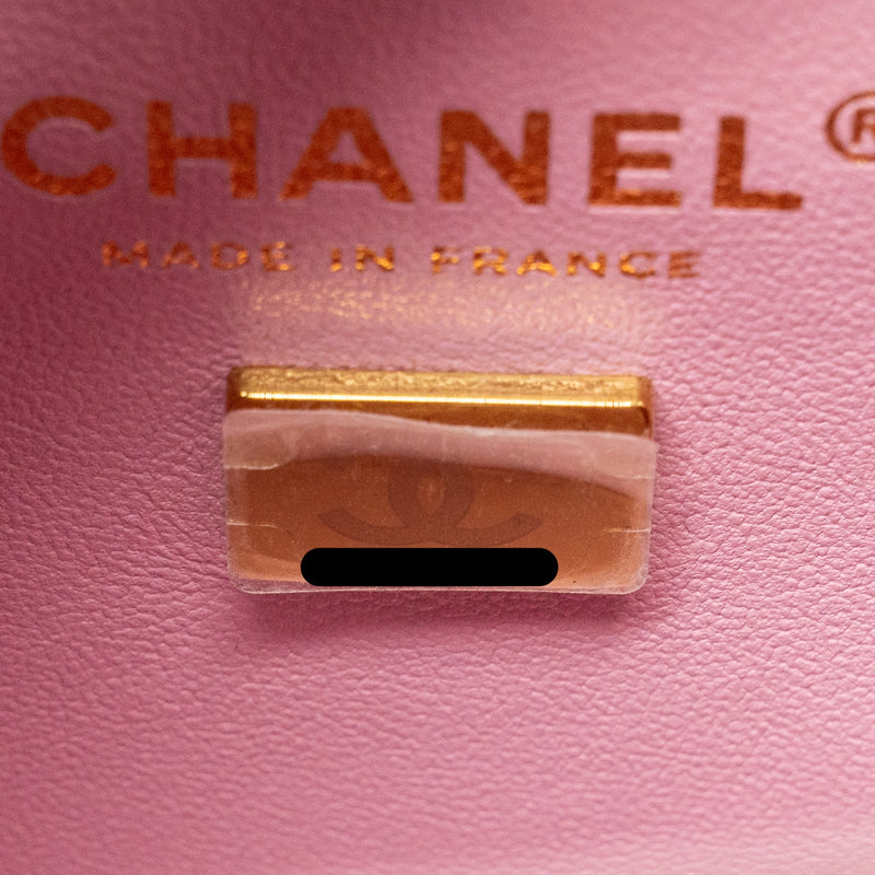 Chanel Mini Bucket hobo bag caviar pink LGHW (microchip)