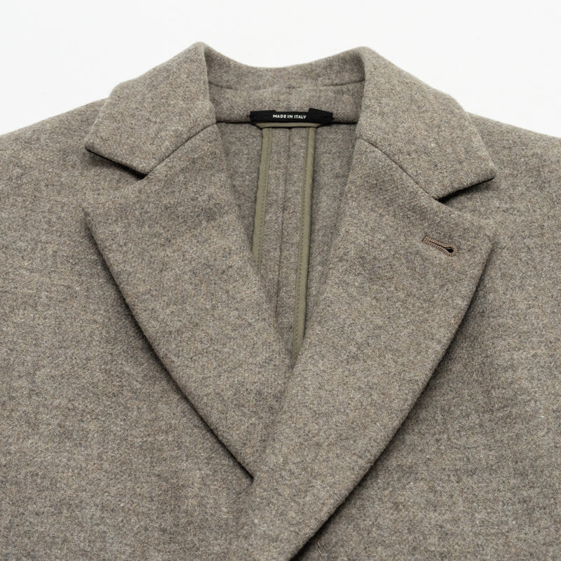 Hermes size 44 Emile Flash Cuir Coat wool / cashmere light grey