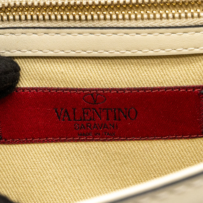 Valentino Garavani Rockstud Glam Lock Chain Bag Leather White LGHW