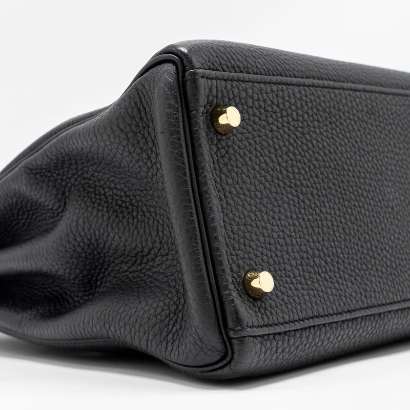 Hermes Kelly 32 Togo Black GHW Stamp Square R