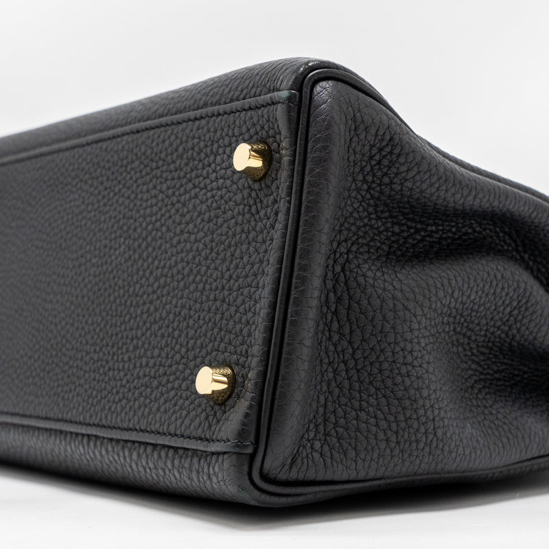 Hermes Kelly 32 Togo Black GHW Stamp Square R