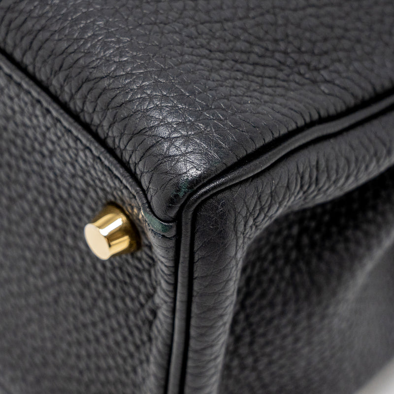 Hermes Kelly 32 Togo Black GHW Stamp Square R