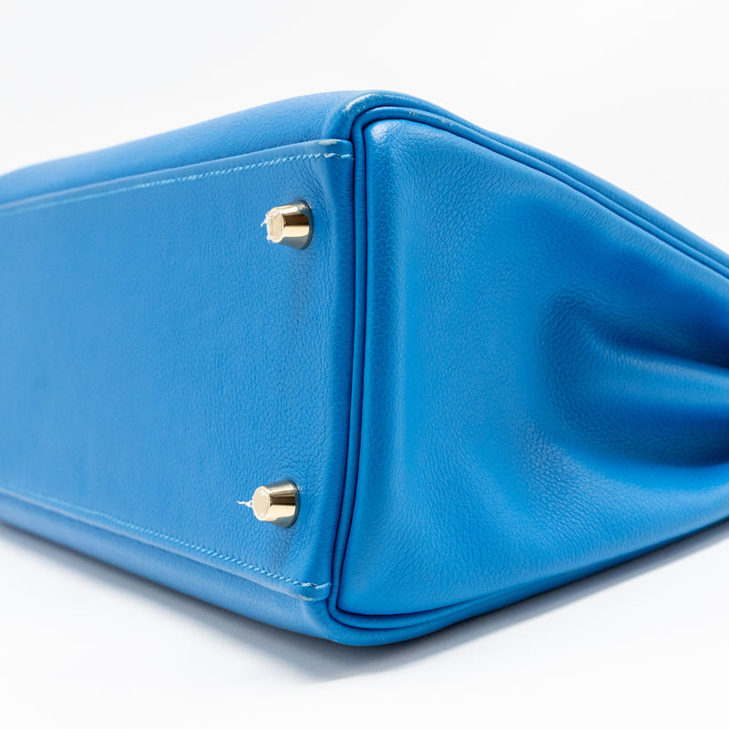 Hermes Kelly 32 Evercolor Blue Hydra GHW Stamp X