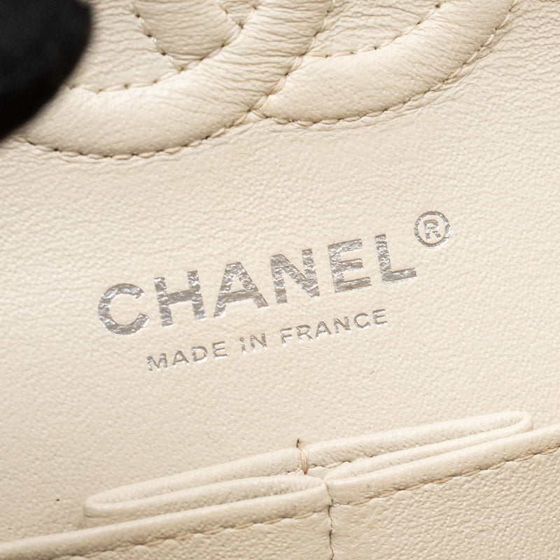 Chanel Small Classic Double Flap Bag Chevron Lambskin Cream SHW