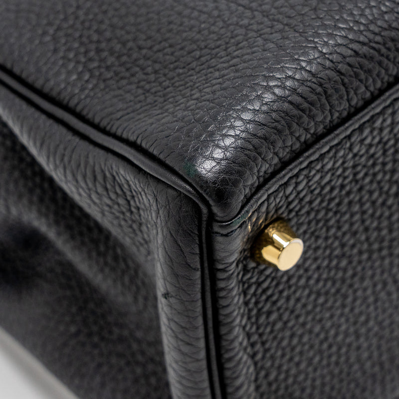 Hermes Kelly 32 Togo Black GHW Stamp Square R