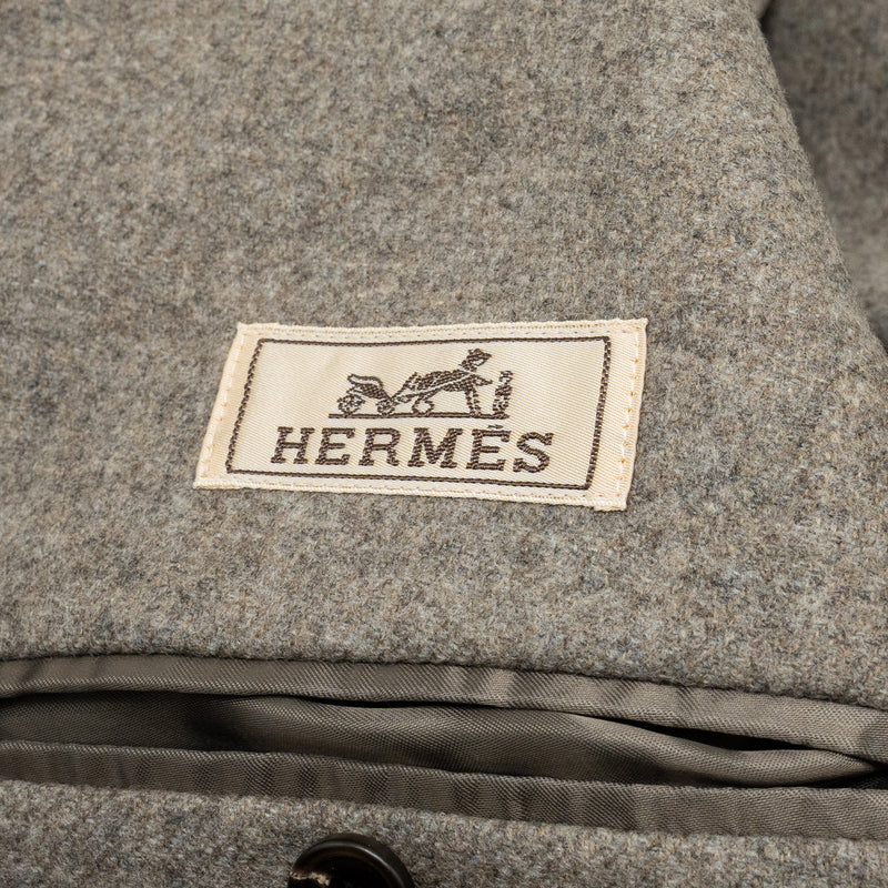 Hermes size 44 Emile Flash Cuir Coat wool / cashmere light grey