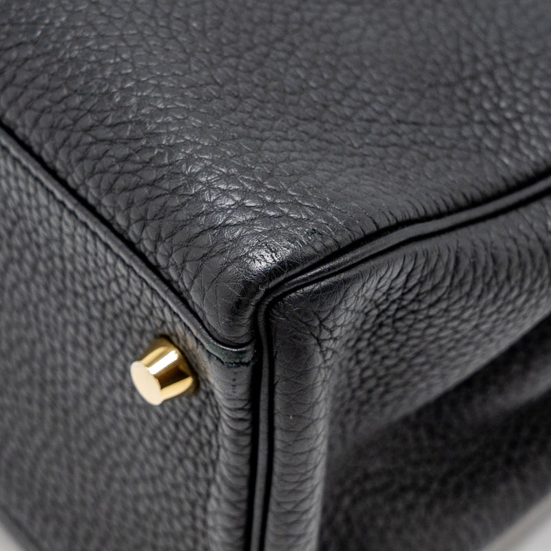 Hermes Kelly 32 Togo Black GHW Stamp Square R